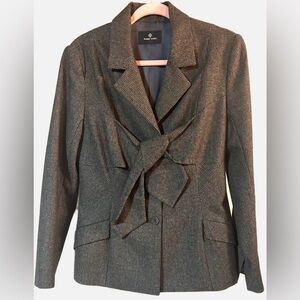 Hardy Amies Wool Silk Lined Houndstooth Blazer Jacket 14 Made in Italy‎ Luxury